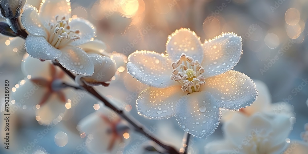 Dew-Drenched Magnolia Blossoms A Macro Study of Springs Delicate Beauty