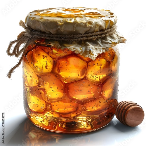 Honey Jar with Dripping Honeycomb A Hyperrealistic, High-Resolution Image