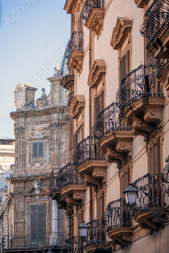 Old Buildings with balconies in the heart of Palermo, Sicity