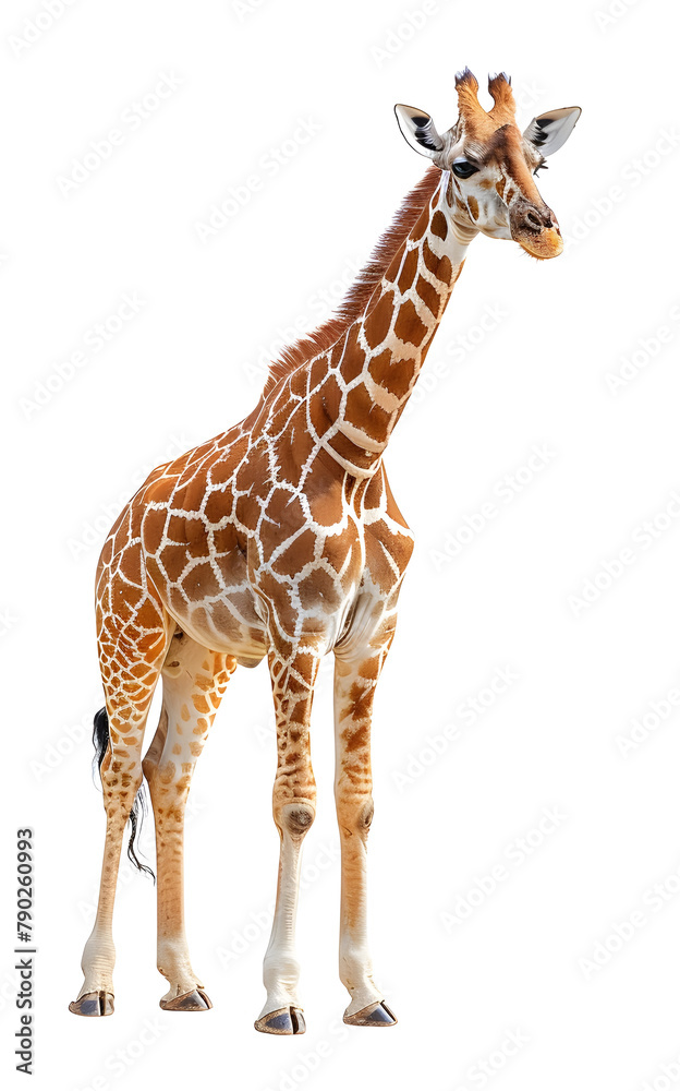 Tall Majestic African Giraffe Posing on Pristine White Backdrop