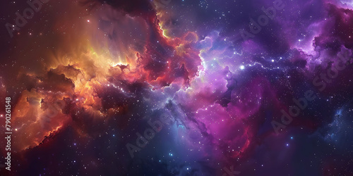 Vibrant Nebula Cloud in Space Galaxy Ideal for Wallpapers and Backgrounds