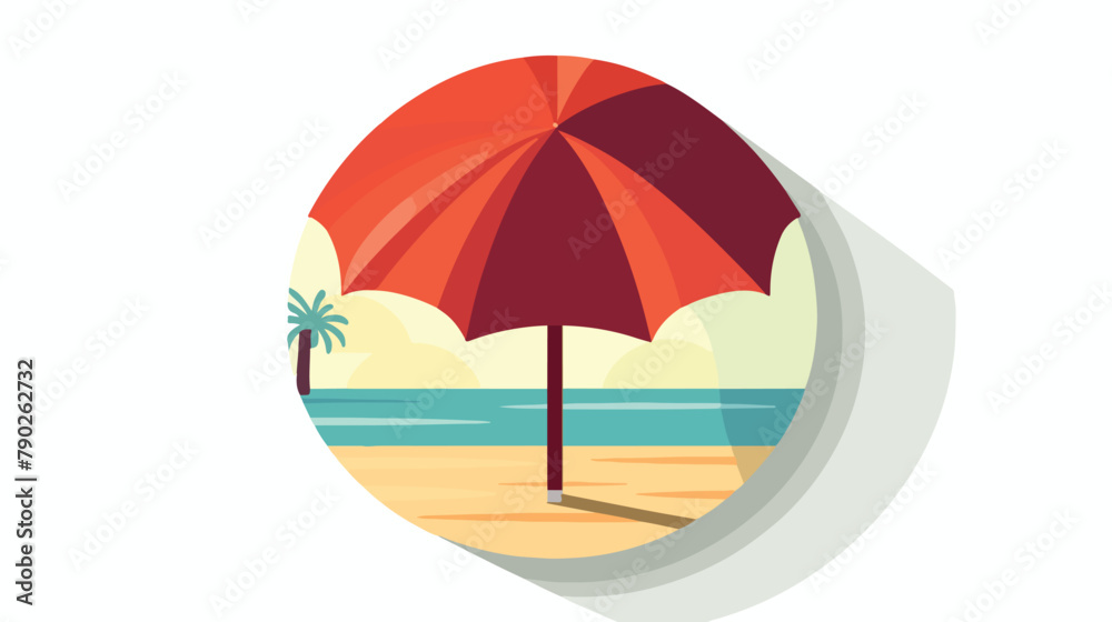 Beach and umbrella icon. Flat design style. Made in