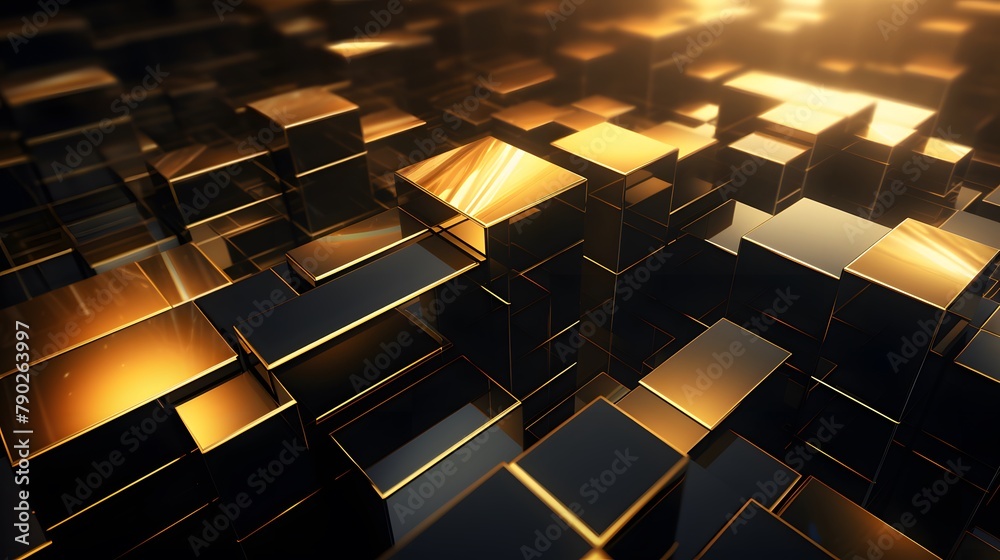 3d rendering of gold and black abstract geometric background. Scene for advertising, technology, showcase, banner, game, sport, cosmetic, business, metaverse. Sci-Fi Illustration. Product display 3d rendering of gold and black abstract geometric background. Scene for advertising, technology, showcase, banner, game, sport, cosmetic, business, metaverse. Sci-Fi Illustration. Product display