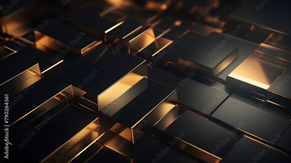 3d rendering of gold and black abstract geometric background. Scene for advertising, technology, showcase, banner, game, sport, cosmetic, business, metaverse. Sci-Fi Illustration. Product display 3d rendering of gold and black abstract geometric background. Scene for advertising, technology, showcase, banner, game, sport, cosmetic, business, metaverse. Sci-Fi Illustration. Product display