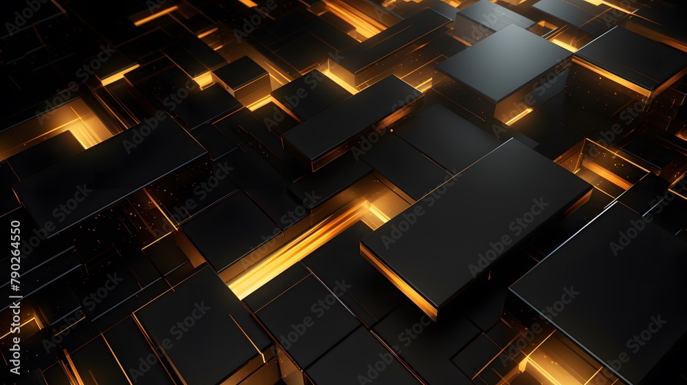 3d rendering of gold and black abstract geometric background. Scene for advertising, technology, showcase, banner, game, sport, cosmetic, business, metaverse. Sci-Fi Illustration. Product display 3d rendering of gold and black abstract geometric background. Scene for advertising, technology, showcase, banner, game, sport, cosmetic, business, metaverse. Sci-Fi Illustration. Product display