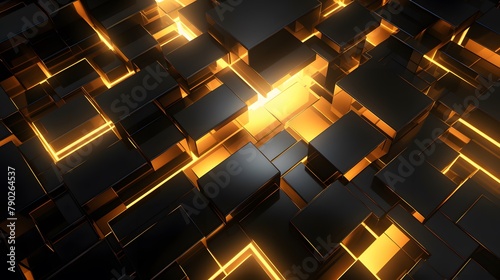 3d rendering of gold and black abstract geometric background. Scene for advertising  technology  showcase  banner  game  sport  cosmetic  business  metaverse. Sci-Fi Illustration. Product display