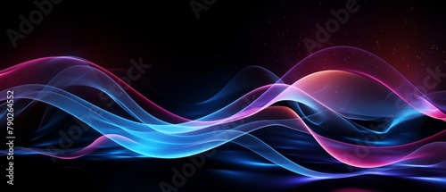 Blue and pink glowing waves on a black background