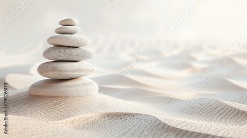 A stack of pebbles arranged in a simple yet elegant pattern  symbolizing balance and tranquility  minimalist style