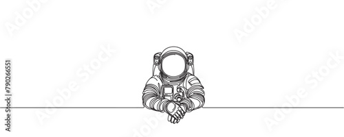 Single continuous line of astronaut, Space traveler astronaut concept. one line astronaut vector illustration