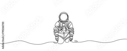 Single continuous line of astronaut, Space traveler astronaut concept. one line astronaut vector illustration