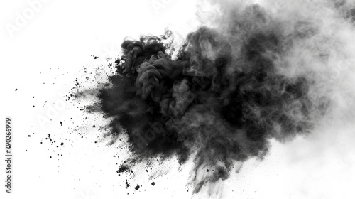 white background containing a black powder