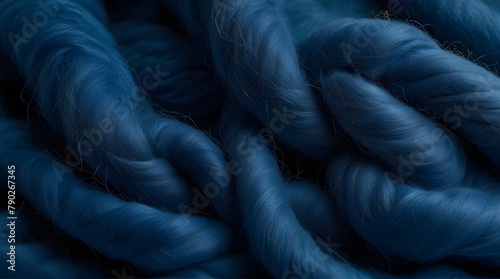 Blue felting wool as background close up view isolated .Generative AI