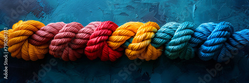 Group rope assorted strength associate organization together collaboration solidarity impart support.