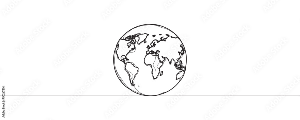 Obraz premium One line style world - Simple modern minimaistic style vector.