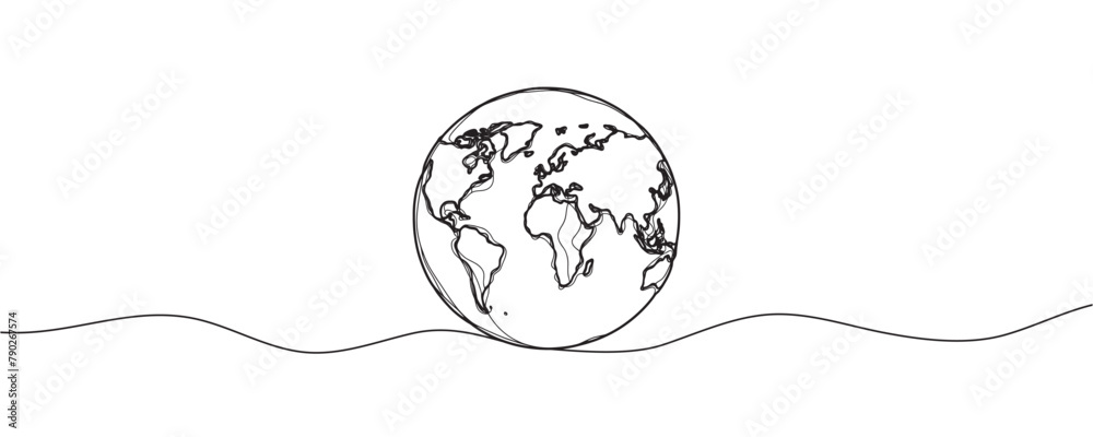 Obraz premium One line style world - Simple modern minimaistic style vector