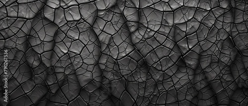A seamless tiling texture of cracked black leather. photo
