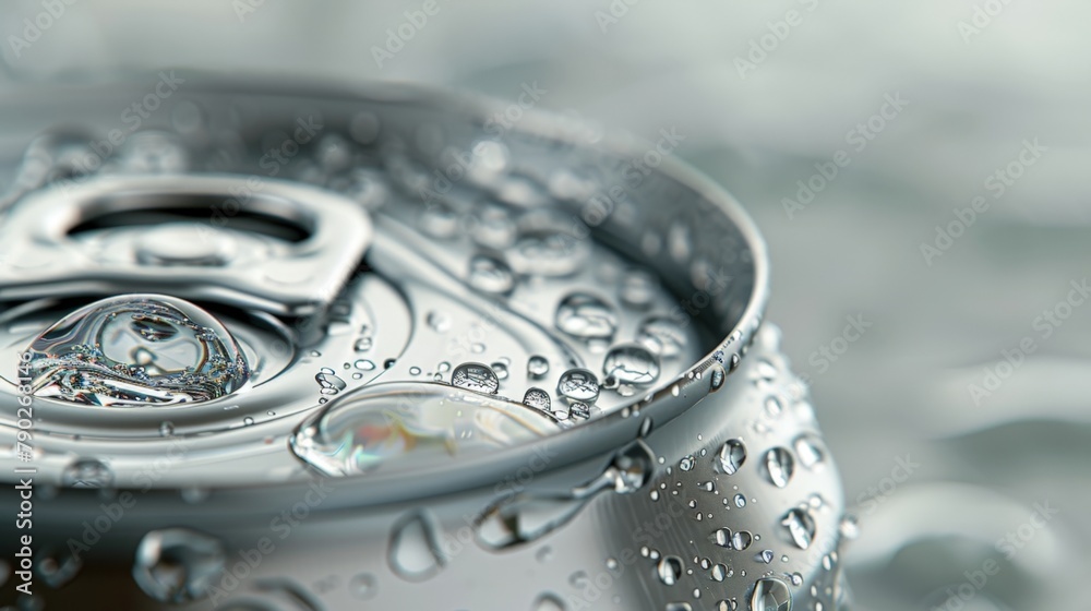 Close up of a soda can with water drops Close up of a soda can with water drops