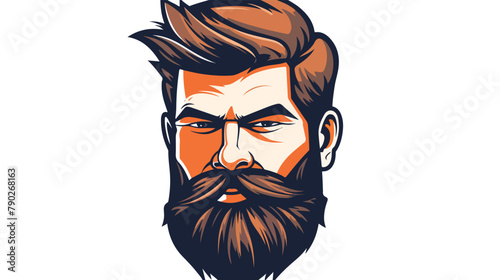 Bearded male head. Stylish modern headdress hipster