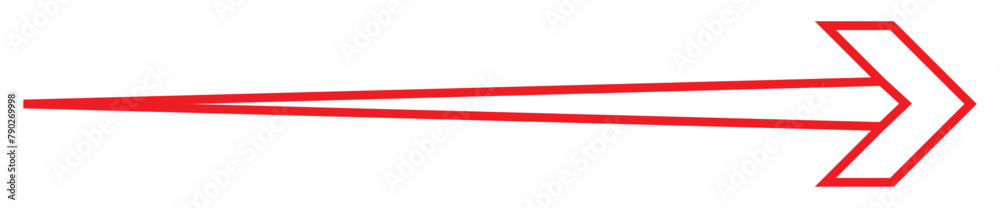 Horizontal long straight line arrow signs. Red pointer, direction, position symbol and double arrow icon isolated on white background. 11:11 Horizontal long straight line arrow signs. Red pointer, direction, position symbol and double arrow icon isolated on white background. 11:11