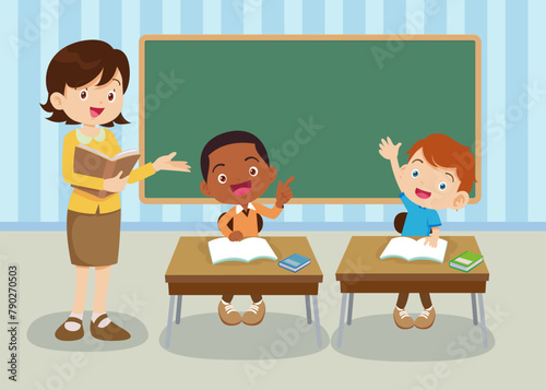 students and teacher in classroom
