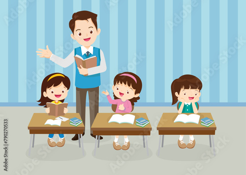 students and teacher in classroom