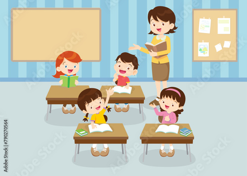 students and teacher in classroom