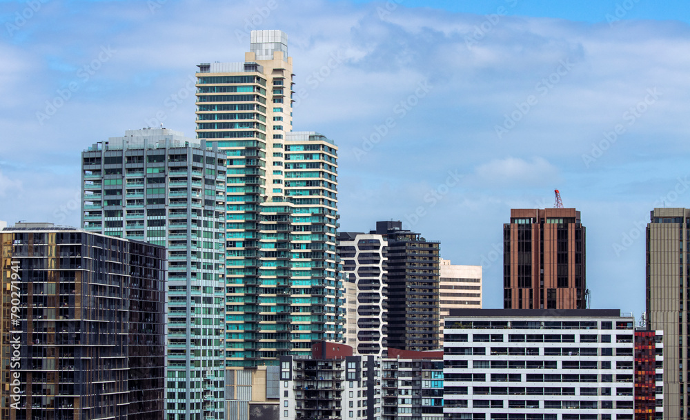 Skyscraper buildings in Melbourne cityscape, Victoria Australia