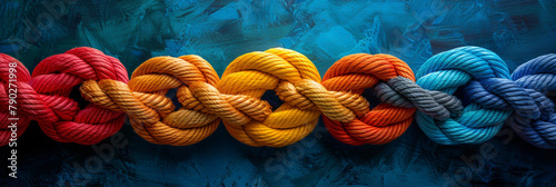 Group rope assorted strength associate organization together collaboration solidarity impart support.