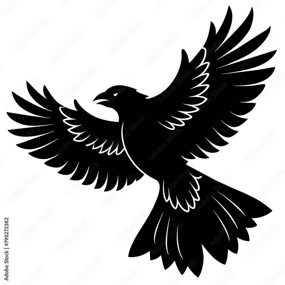 Fototapeta premium flying-bird-outline-black