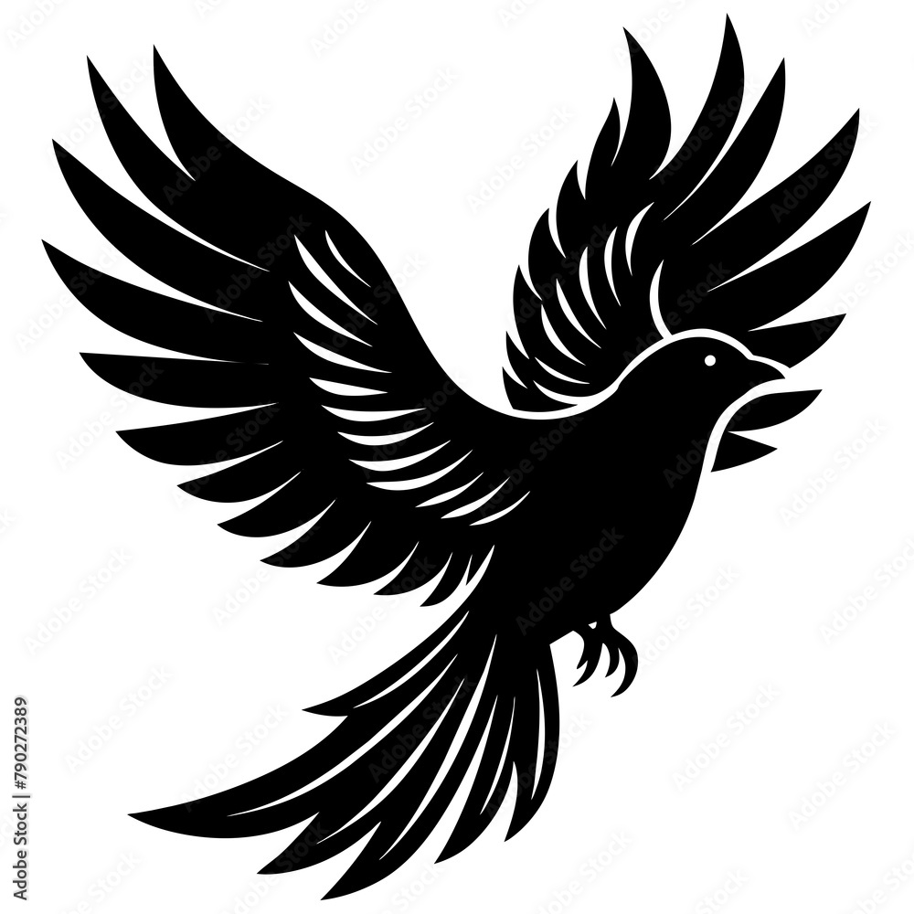 Obraz premium flying-bird-outline-black