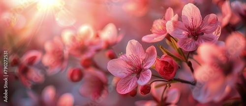 Close Up of Pink Flowers on a Tree
