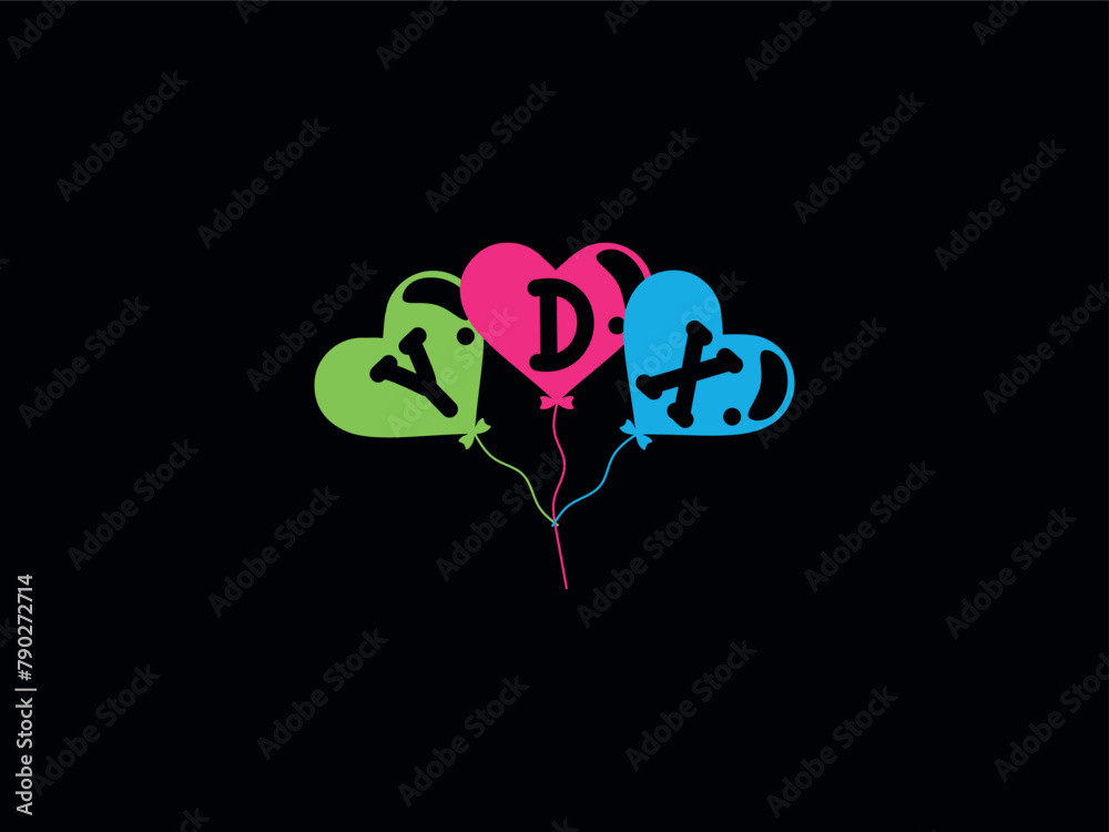 YDX Love Heart Balloon Logo Letter YDX Love Heart Balloon Logo Letter