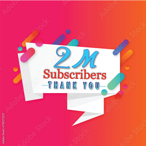100000 followe2M, two million subscribers Thank you for the greeting social card! Thank you, subscriber! Two million subscribers. Congratulations on the follower design template!rs thank you