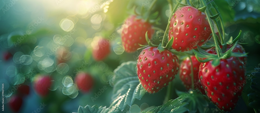 Close Up of Strawberries Growing on a Tree Close Up of Strawberries Growing on a Tree