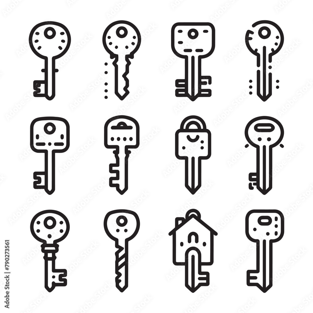 key icon set. keys vector illustration. key icon set. keys vector illustration.