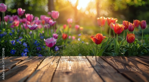 Abundant Flowers on Wooden Table