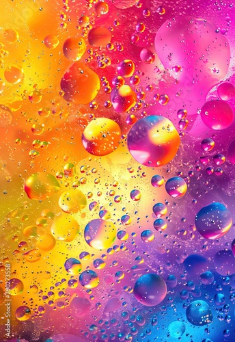Beautiful background with oil drops on water, vibrant colorful gradients.