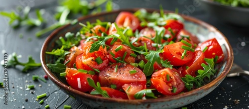 Bowl Filled With Sliced Tomatoes and Parsley