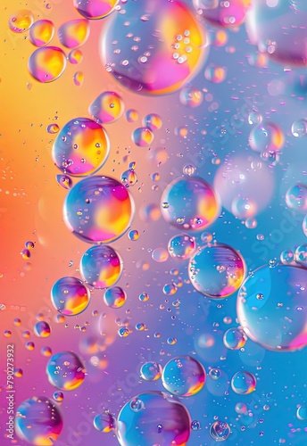 Beautiful background with oil drops on water, vibrant colorful gradients.
