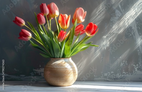 Vase Filled With Red and White Flowers