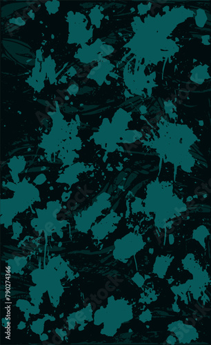 Turquoise grunge style background. Vector texture of paint, streaks, blotches