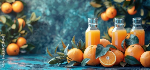 Three Orange Juice Bottles Filled With Orange Slices