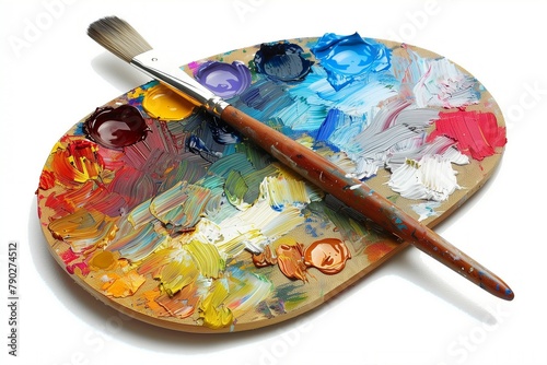 A paint palette with a paintbrush on top of it