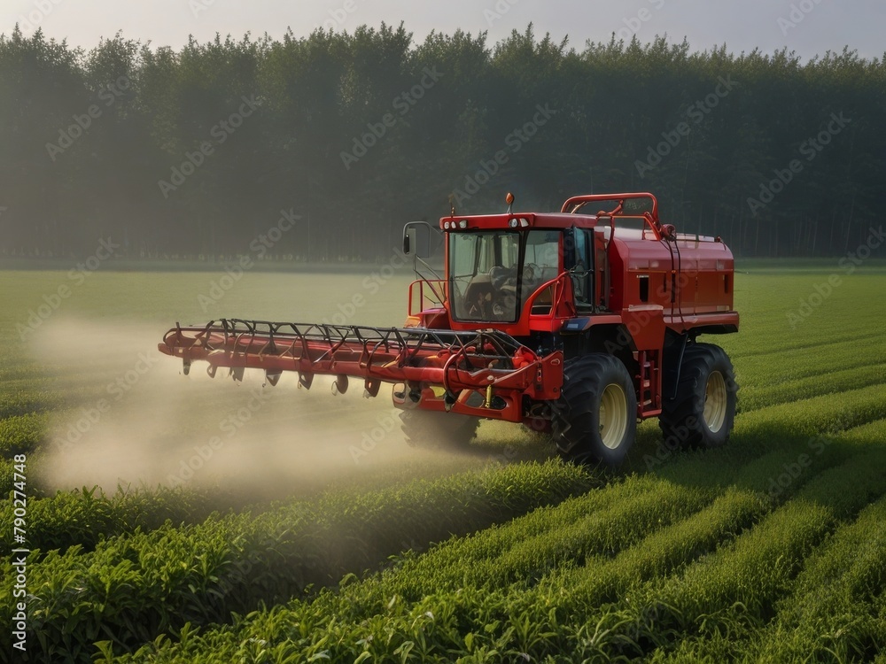 Fototapeta premium An agricultural machine, robust and efficient, its mechanical arms tilling soil or harvesting crops with precision . 