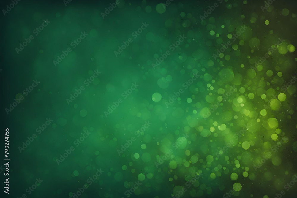 Dark Green bokeh , a normal simple grainy noise grungy empty space or spray texture , a rough abstract retro vibe shine bright light and glow background template color gradient