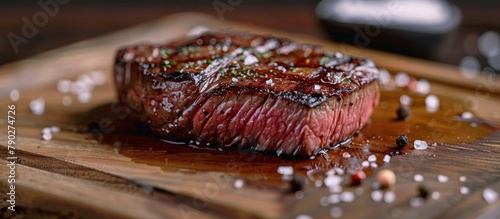 A Piece of Steak on a Wooden Cutting Board