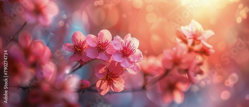 Close Up of Pink Flowers on a Tree