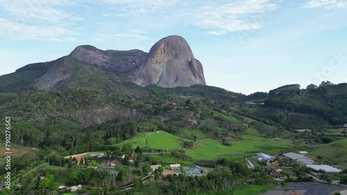 Drone footage of the Blue Stone Peak at Pedra Azul National Park in Espirito Santo State, Brazil photo