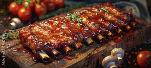 Wooden Cutting Board With Meat in Sauce