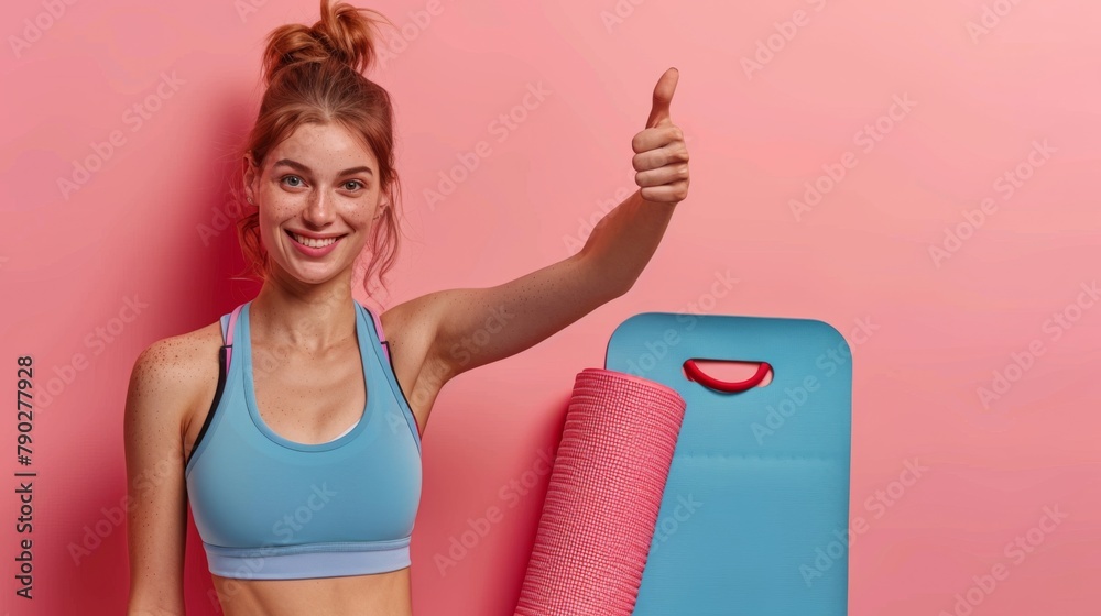 Smiling Woman with Yoga Mat